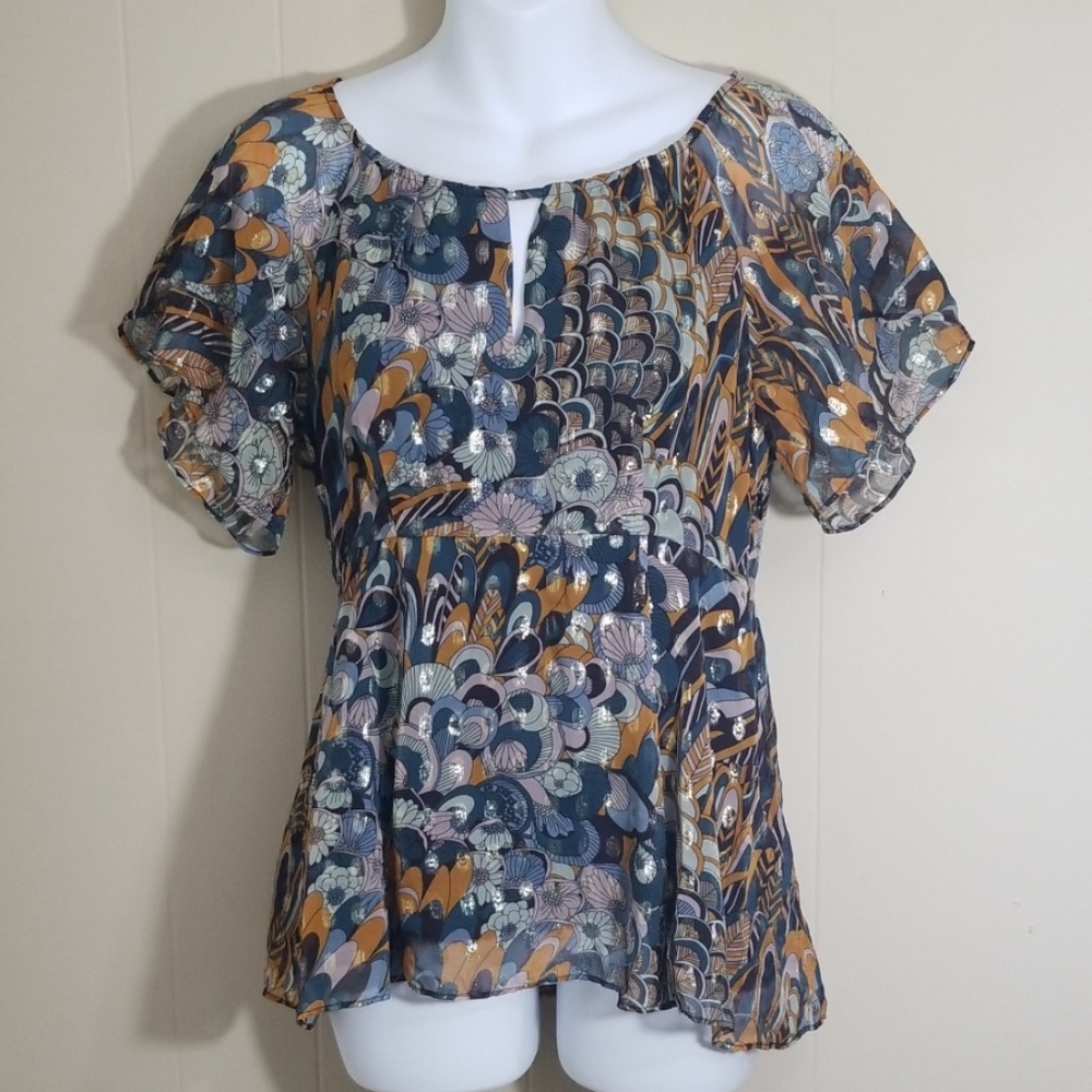 Anthropologie HD in Paris Peacock Prisma Top - Picture 2 of 8
